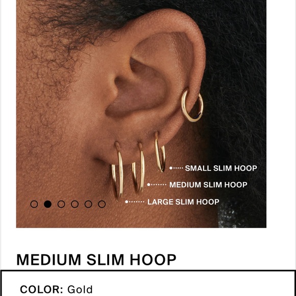 Studs Medium Slim Hoop, Gold, NWT - Picture 8 of 12